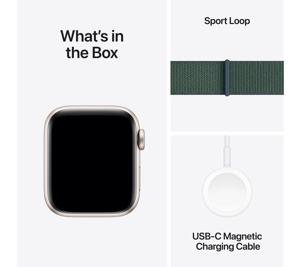 APPLE Watch SE - 40 mm Starlight Aluminium Case with Lake Green Sport Loop image number 7 of 8