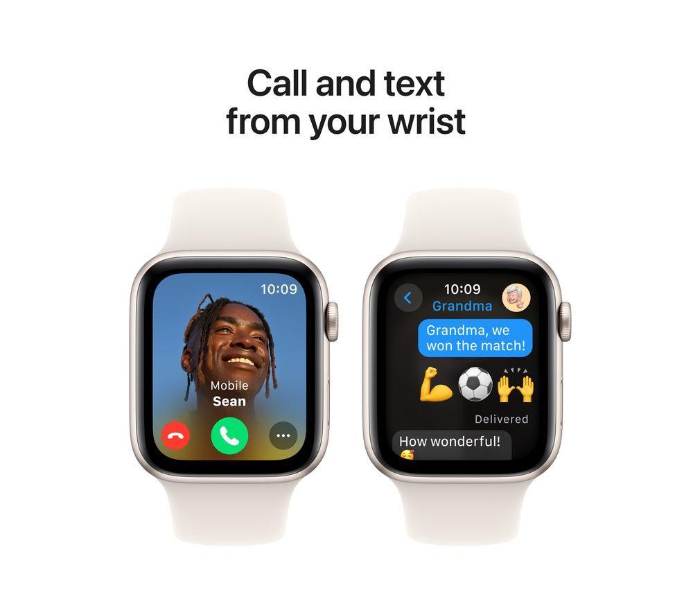 APPLE Watch SE - 44 mm Starlight Aluminium Case with Starlight Sports Band, S/M image number 3 of 8