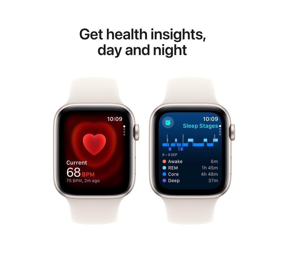APPLE Watch SE - 44 mm Starlight Aluminium Case with Starlight Sports Band, S/M image number 4 of 8