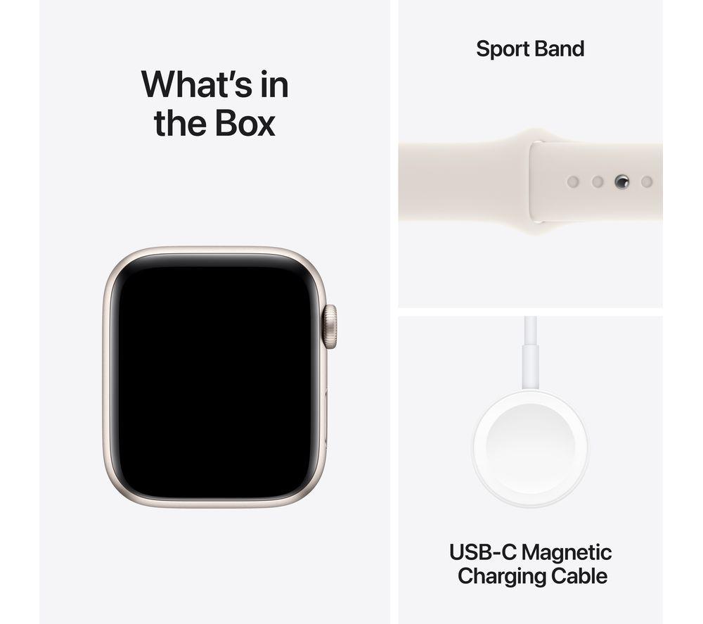 APPLE Watch SE - 44 mm Starlight Aluminium Case with Starlight Sports Band, S/M image number 6 of 8