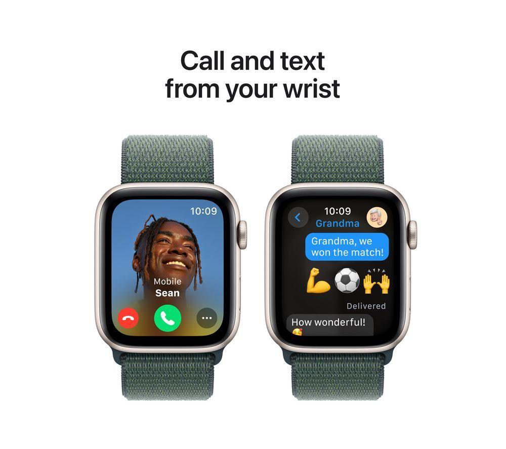 APPLE Watch SE - 44 mm Starlight Aluminium Case with Lake Green Sport Loop image number 4 of 8