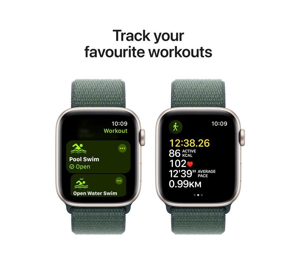 APPLE Watch SE - 44 mm Starlight Aluminium Case with Lake Green Sport Loop image number 6 of 8