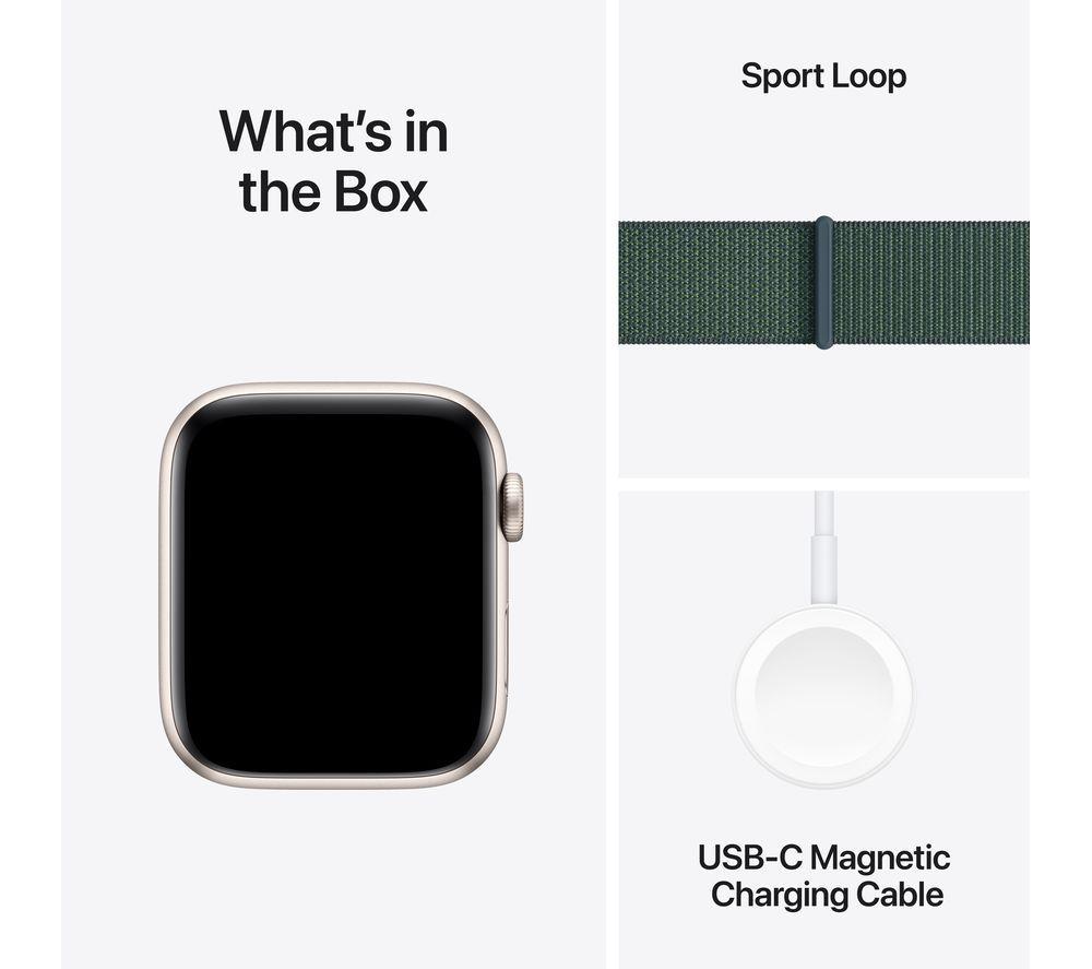 APPLE Watch SE - 44 mm Starlight Aluminium Case with Lake Green Sport Loop image number 7 of 8