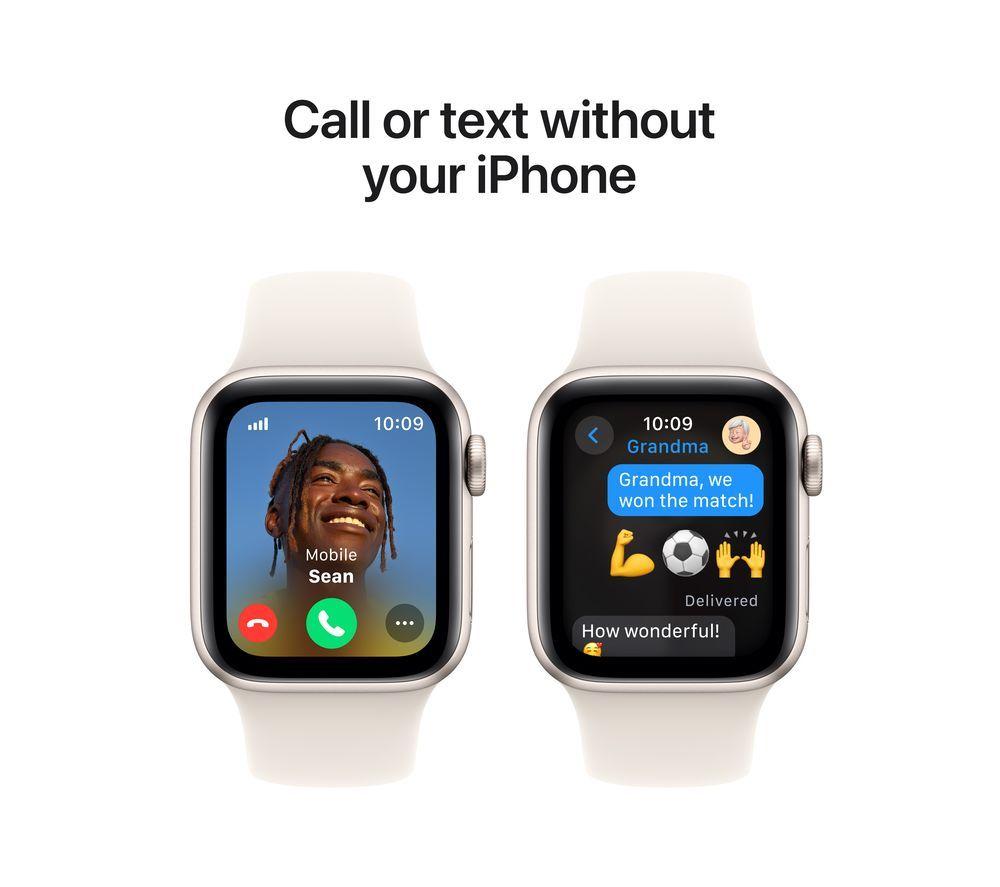 APPLE Watch SE Cellular - 40 mm Starlight Aluminium Case with Starlight Sport Band, S/M image number 4 of 8