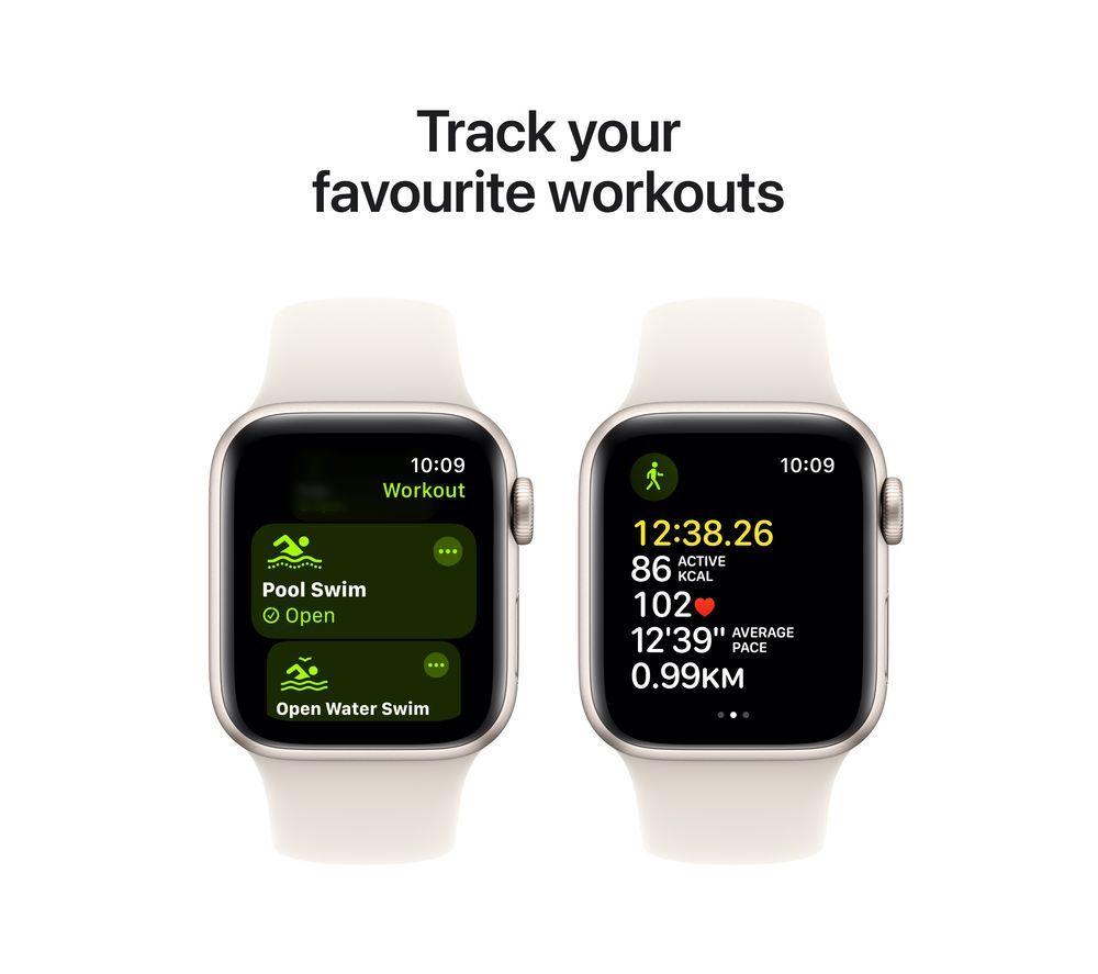 APPLE Watch SE Cellular - 40 mm Starlight Aluminium Case with Starlight Sport Band, S/M image number 6 of 8
