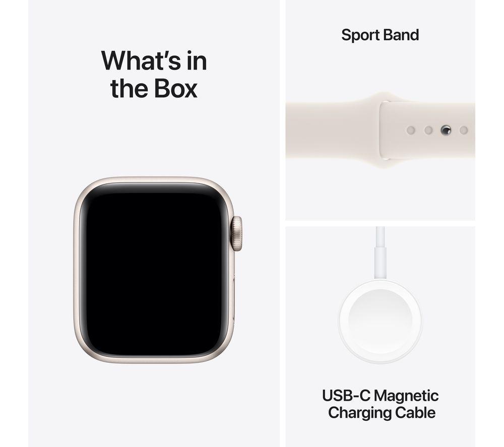 APPLE Watch SE Cellular - 40 mm Starlight Aluminium Case with Starlight Sport Band, S/M image number 7 of 8