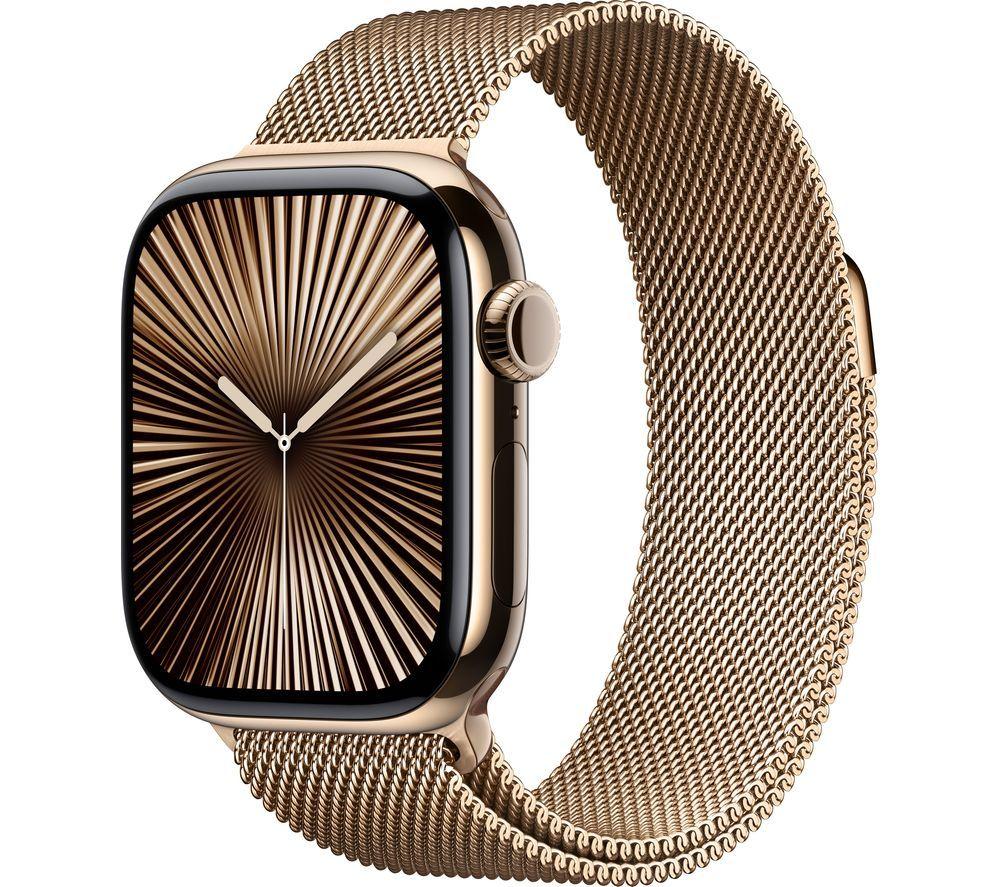 Buy APPLE Watch Series 10 Cellular 42 mm Gold Titanium Case with Gold Milanese Loop Currys