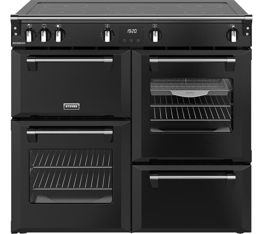 STOVES Richmond 100Ei Electric Induction Range Cooker – Black & Chrome, Silver/Grey,Black
