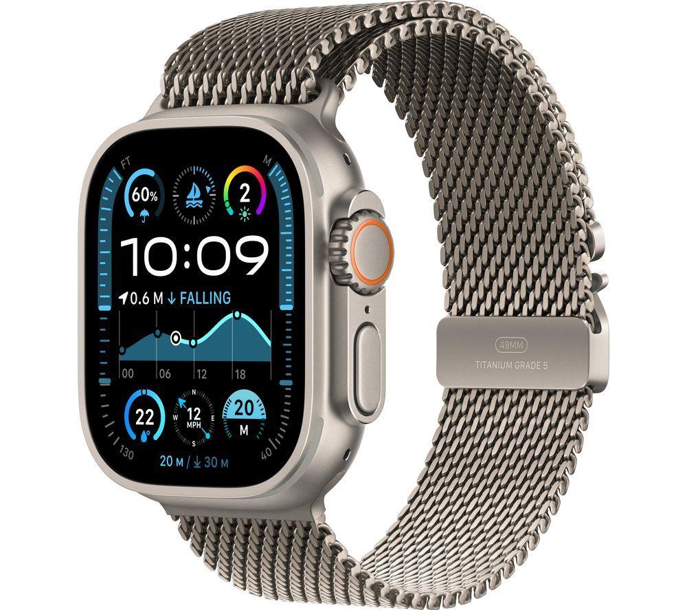 APPLE Watch Ultra 2 Cellular - 49 mm Natural Titanium Case with Natural Titanium Milanese Loop - Medium