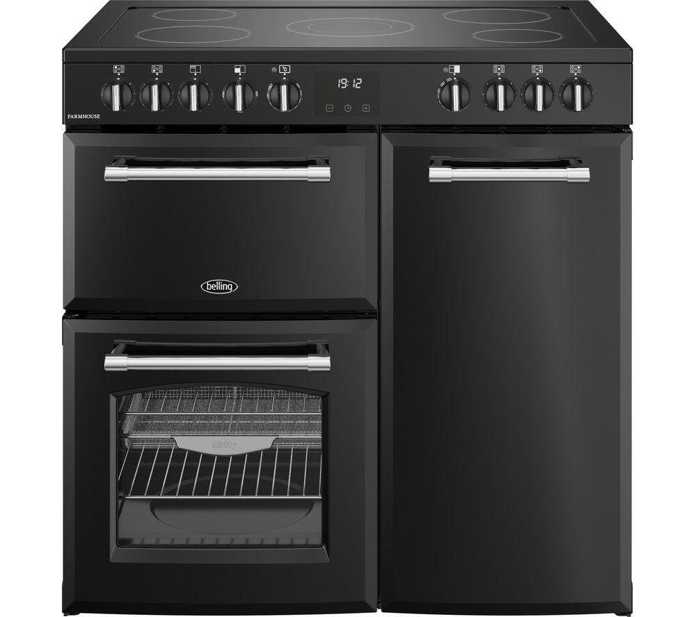 BELLING Farmhouse 90E Electric Ceramic Range Cooker - Black