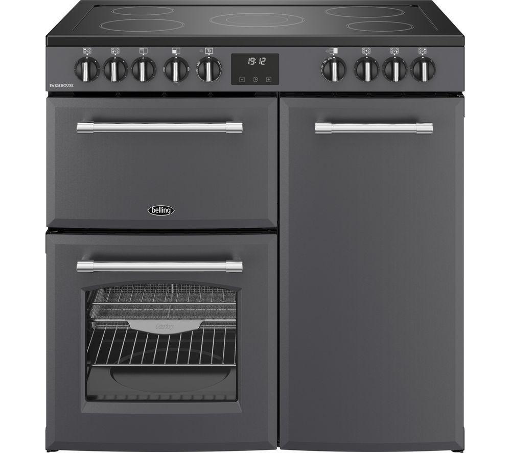 BELLING Farmhouse 90E Electric Ceramic Range Cooker - Anthracite & Chrome