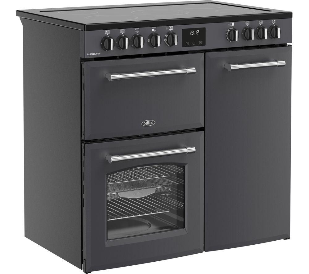 BELLING Farmhouse 90E Electric Ceramic Range Cooker - Anthracite & Chrome image number 3 of 14