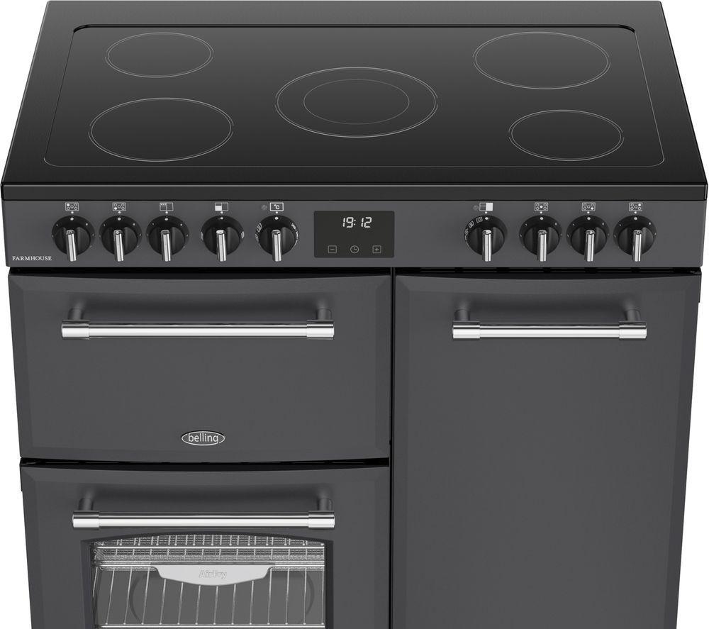 BELLING Farmhouse 90E Electric Ceramic Range Cooker - Anthracite & Chrome image number 6 of 14
