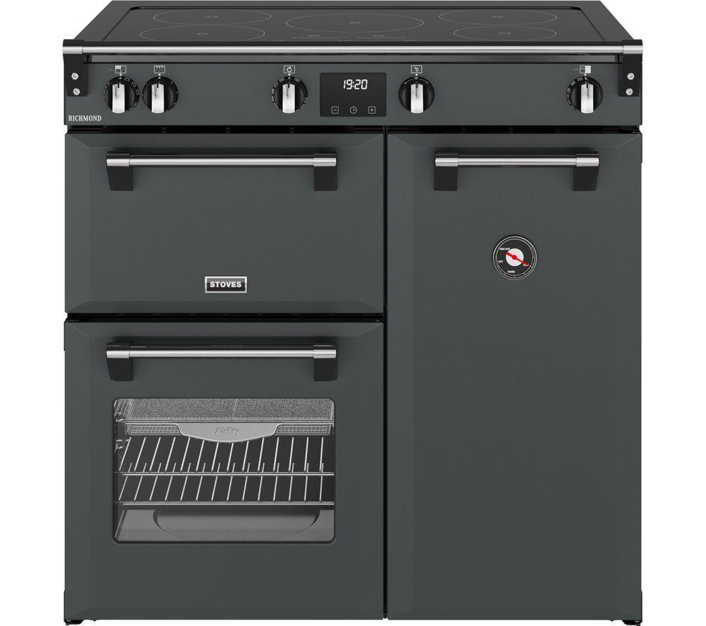 STOVES Richmond 90Ei Electric Induction Range Cooker – Anthracite & Chrome, Silver/Grey,Black