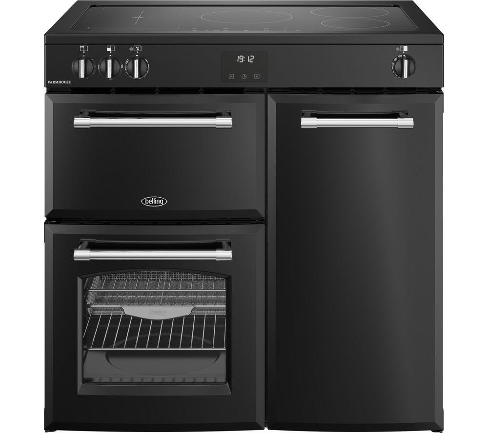 BELLING Farmhouse 90EI Electric Induction Range Cooker – Black, Black