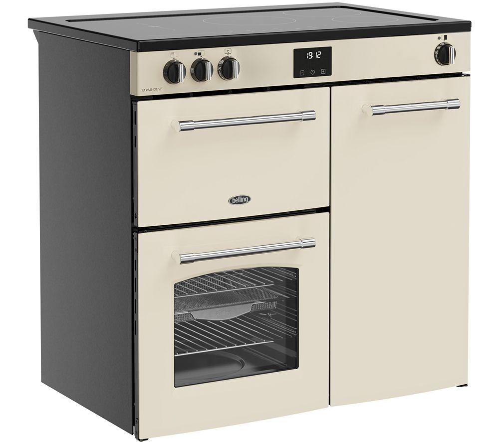 BELLING Farmhouse 90EI Electric Induction Range Cooker - Cream & Chrome image number 3 of 19