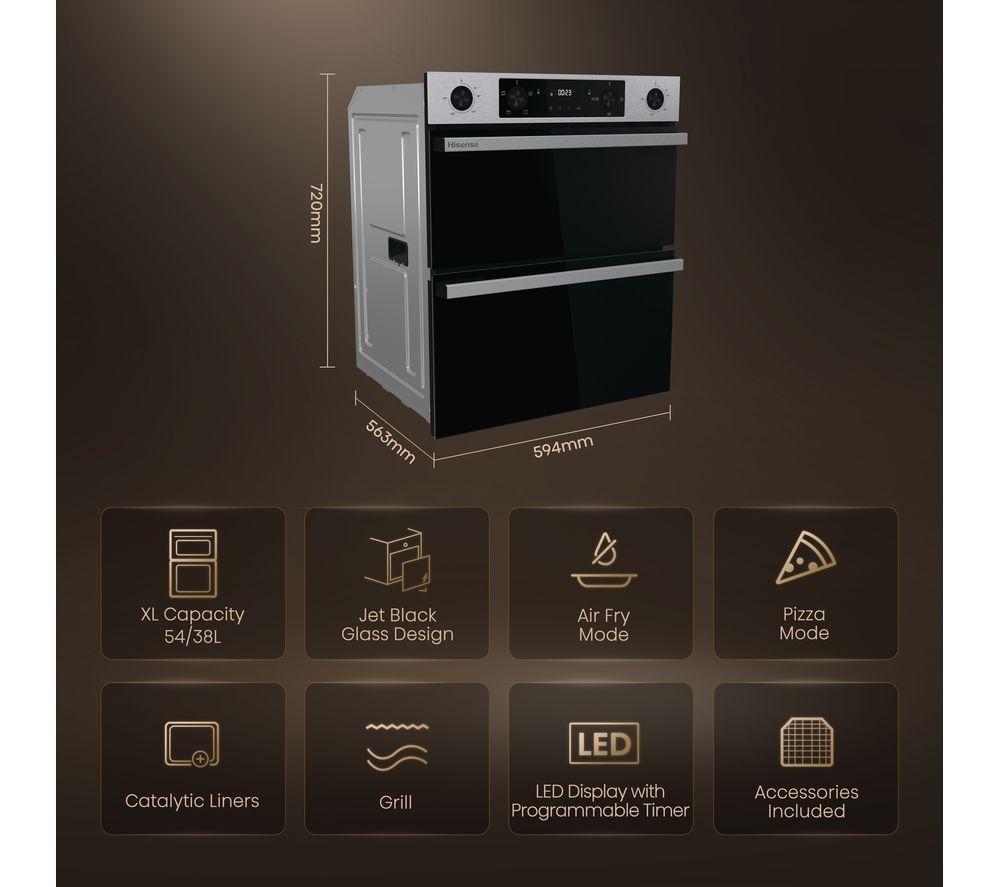 HISENSE Hi6 54/38L BUD714221CX Electric Built-under Double Oven - Stainless Steel image number 2 of 15