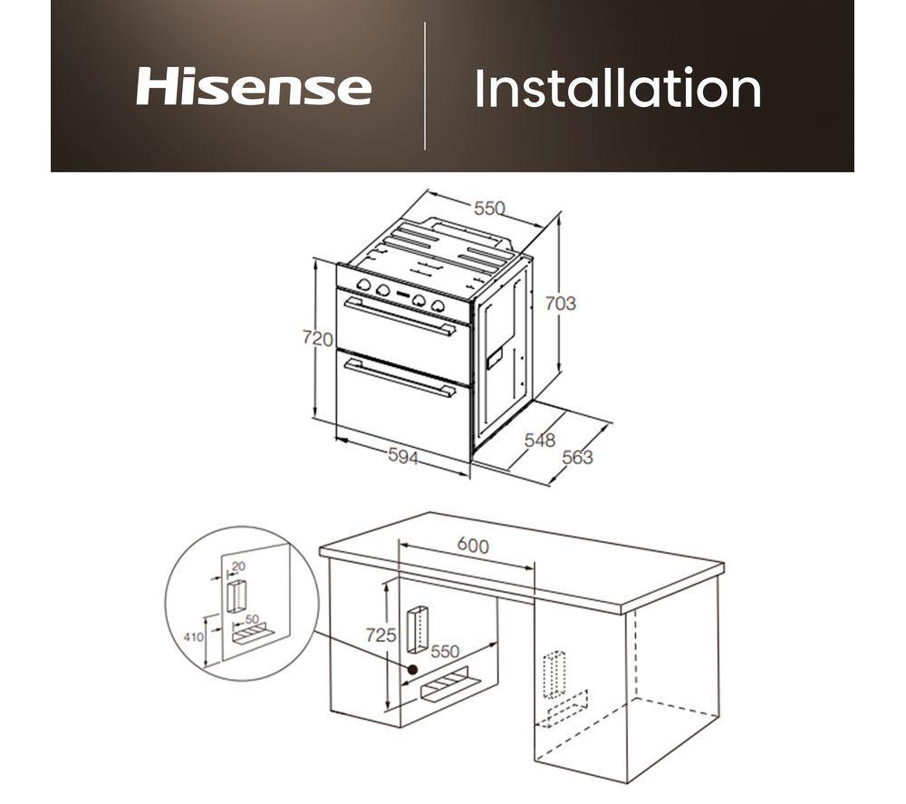 HISENSE Hi6 54/38L BUD714221CX Electric Built-under Double Oven - Stainless Steel image number 14 of 15