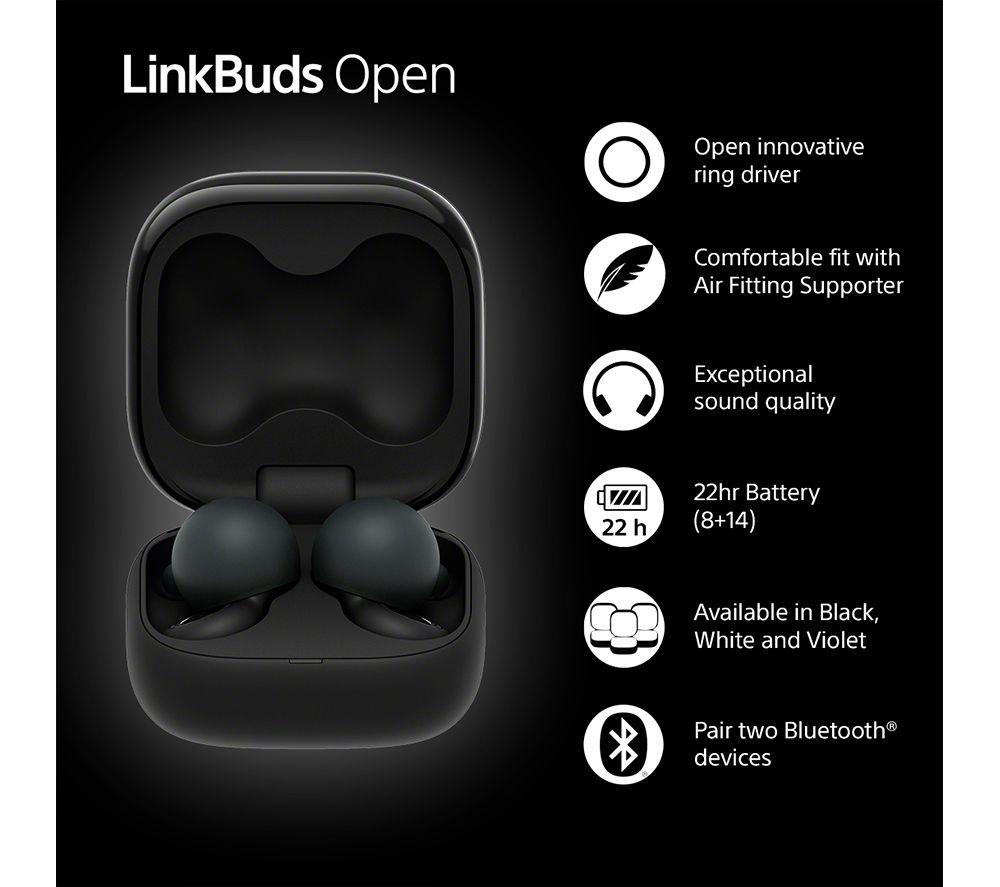 ソニー LinkBuds Open ブラック ソニー、耳をふさがない開放型の完全ワイヤレスイヤホン