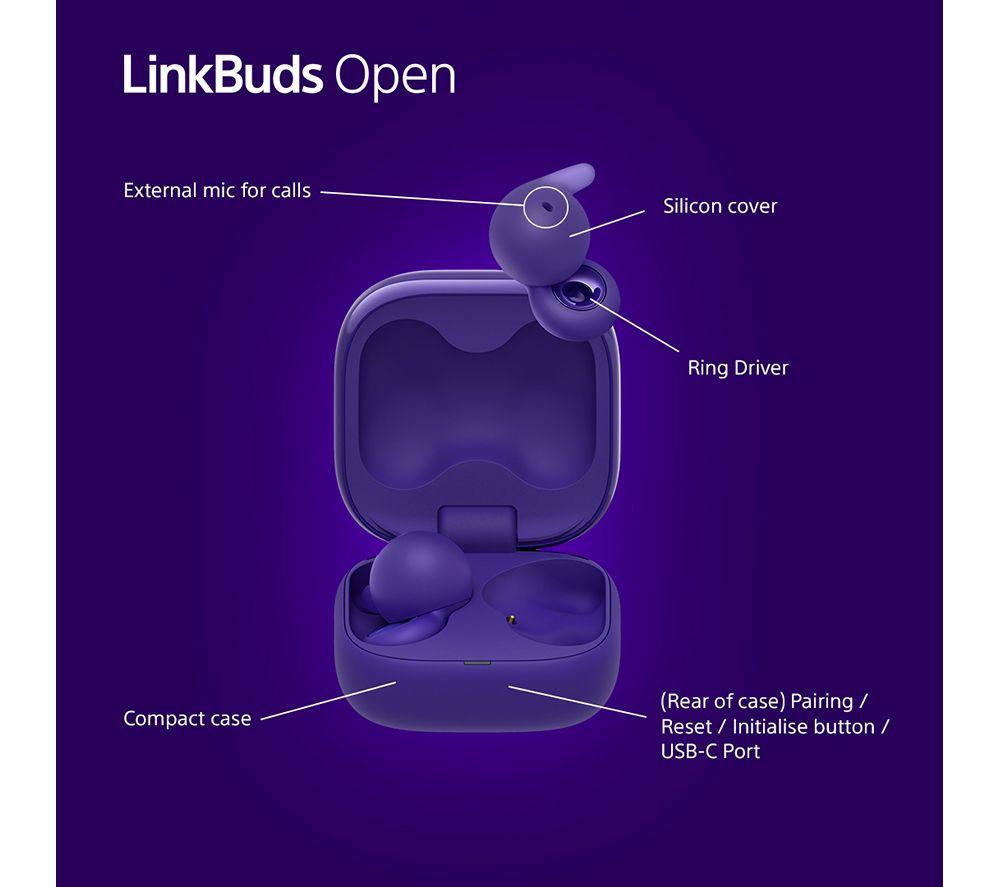 SONY LinkBuds Open Wireless Bluetooth Earbuds - Violet image number 10 of 15