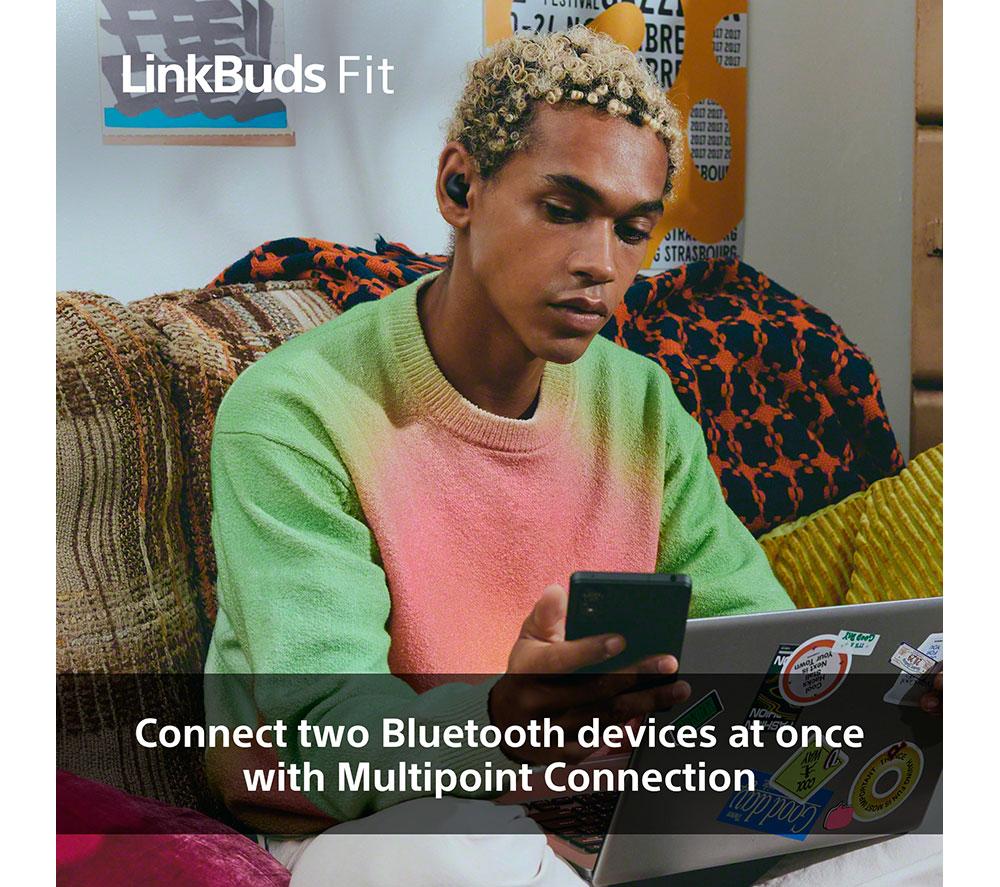SONY LinkBuds Fit Wireless Bluetooth Noise-Cancelling Earbuds - Black image number 8 of 19