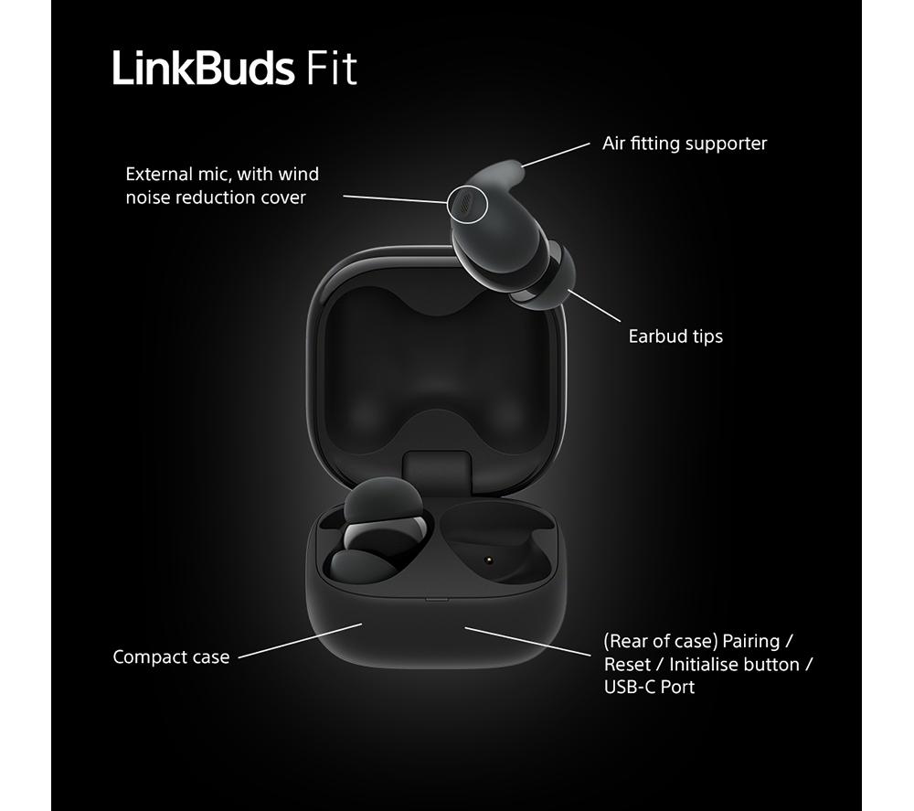 SONY LinkBuds Fit Wireless Bluetooth Noise-Cancelling Earbuds - Black image number 12 of 19