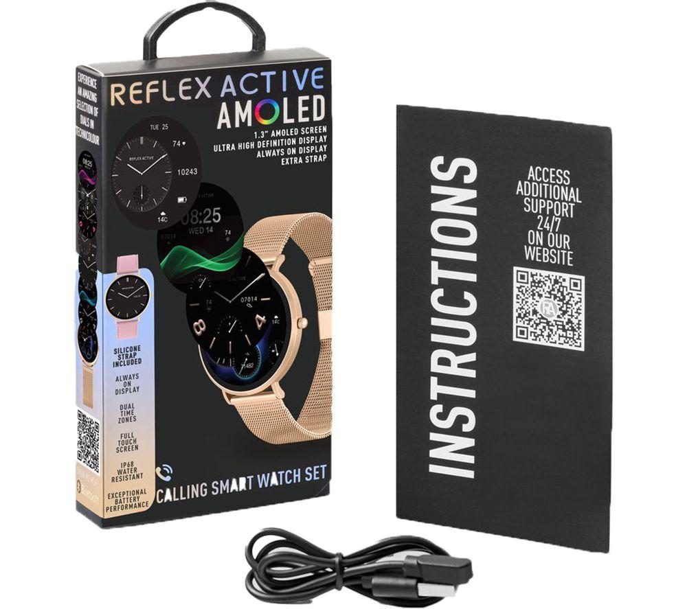REFLEX ACTIVE Series 42 Smart Watch - Black with Rose Gold Mesh Strap & Pink Silicone Strap image number 2 of 2
