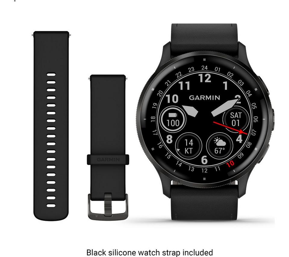 GARMIN Venu 3 - Slate with Black Leather Band & Black Silicone Band