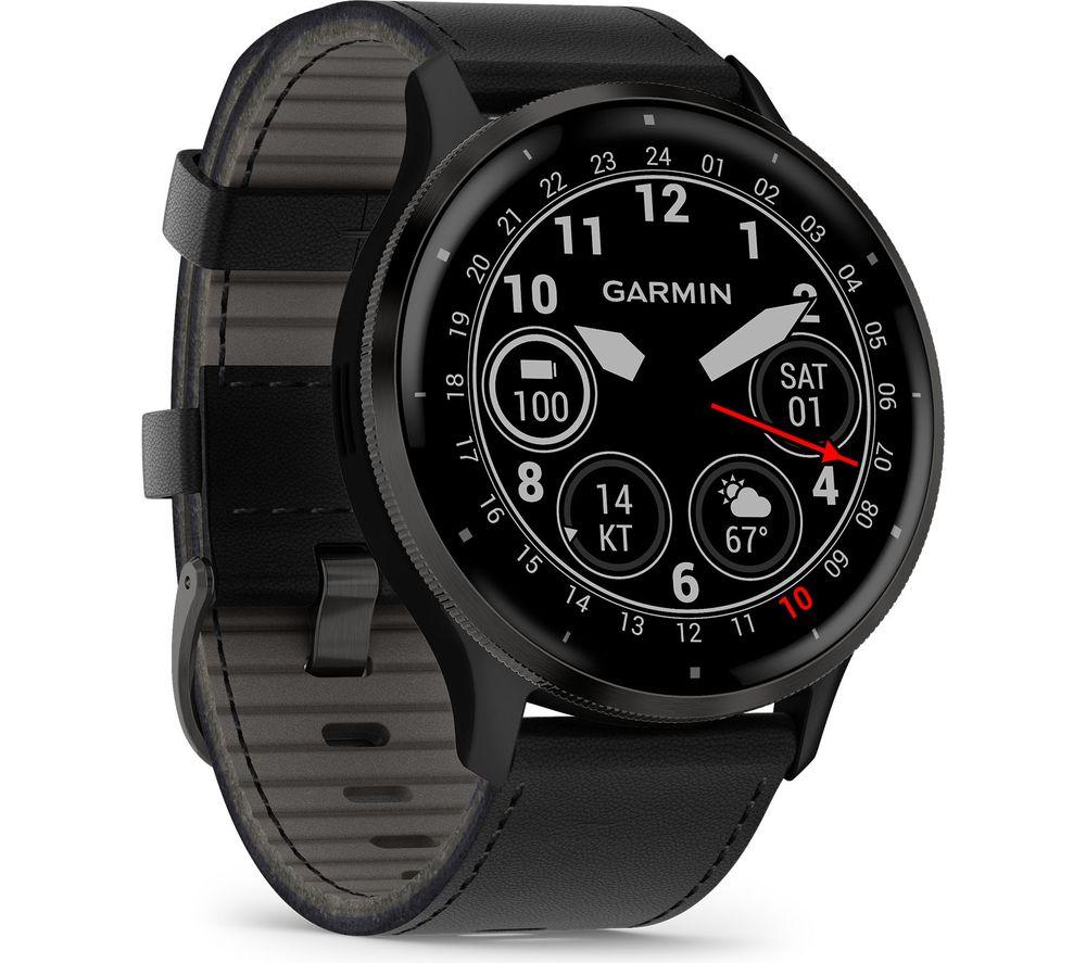 Buy GARMIN Venu 3 Slate with Black Leather Band Black Silicone Band Currys