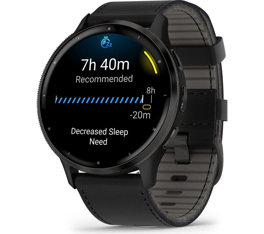 GARMIN Venu 3 - Slate with Black Leather Band & Black Silicone Band image number 5 of 10