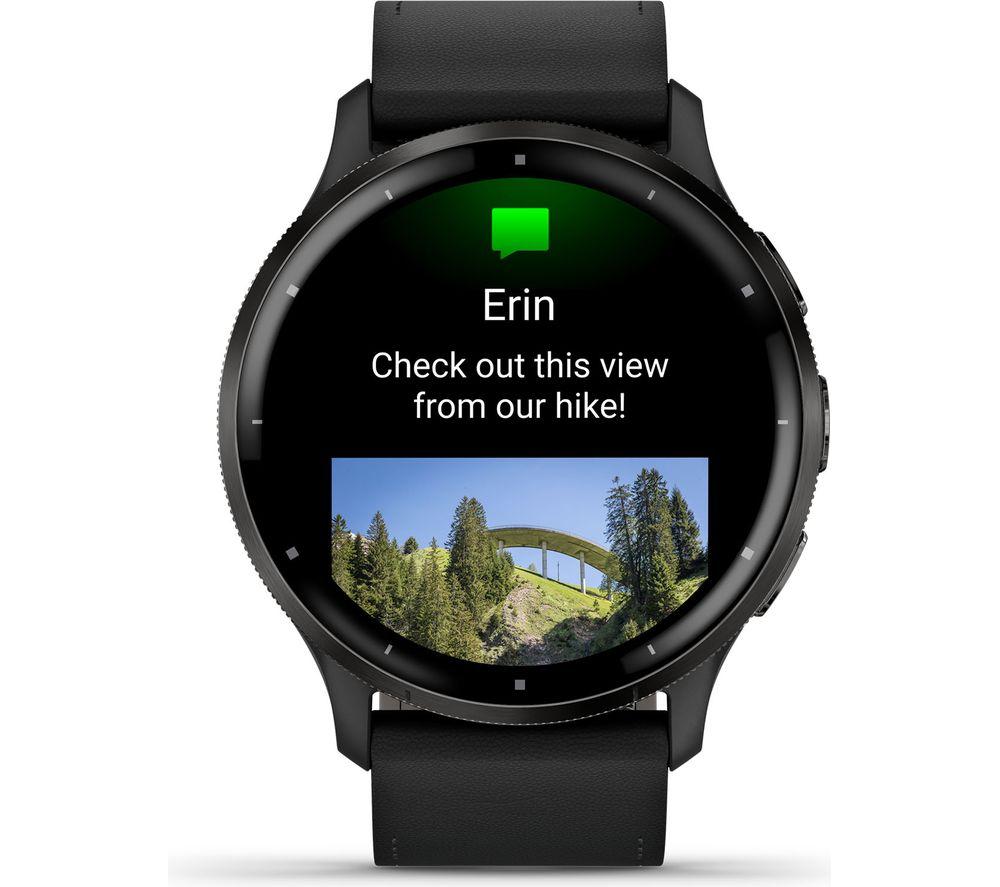 GARMIN Venu 3 - Slate with Black Leather Band & Black Silicone Band image number 9 of 10