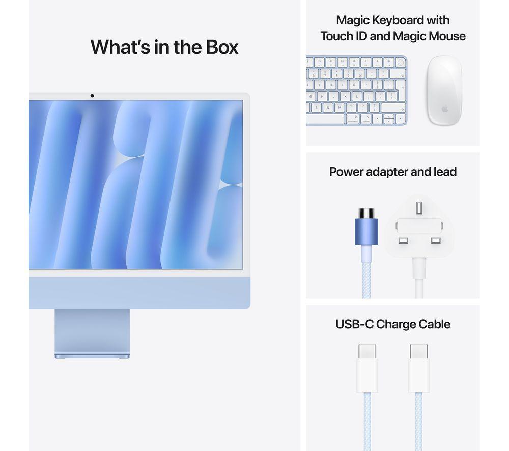 APPLE iMac 4.5K 24" (2024) - M4, 256 GB SSD, 10 CPU / 10 GPU, Blue image number 9 of 9