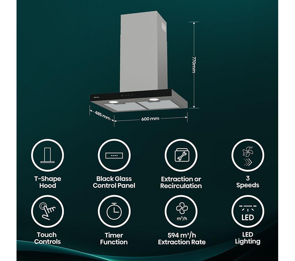 HISENSE CH6T14BXBUK Chimney Cooker Hood - Stainless Steel image number 2 of 17