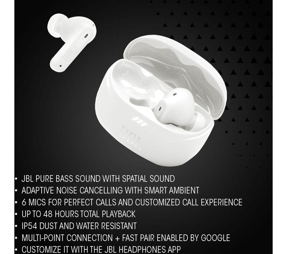 JBL Tune Beam 2 Wireless Bluetooth Noise-Cancelling Earbuds - White image number 8 of 9
