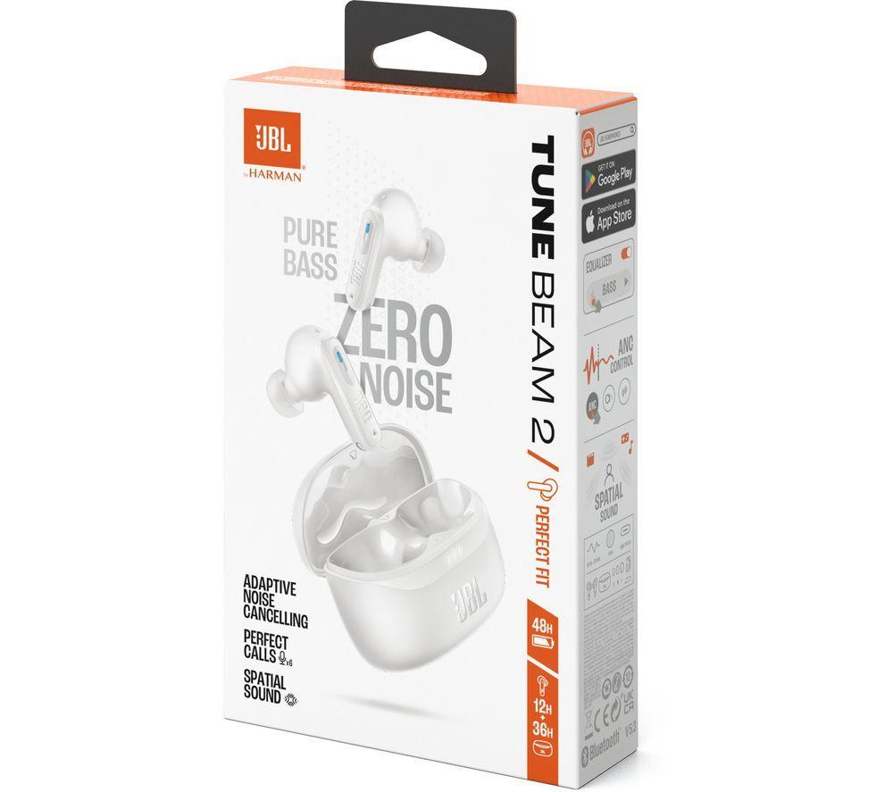 JBL Tune Beam 2 Wireless Bluetooth Noise-Cancelling Earbuds - White image number 9 of 9