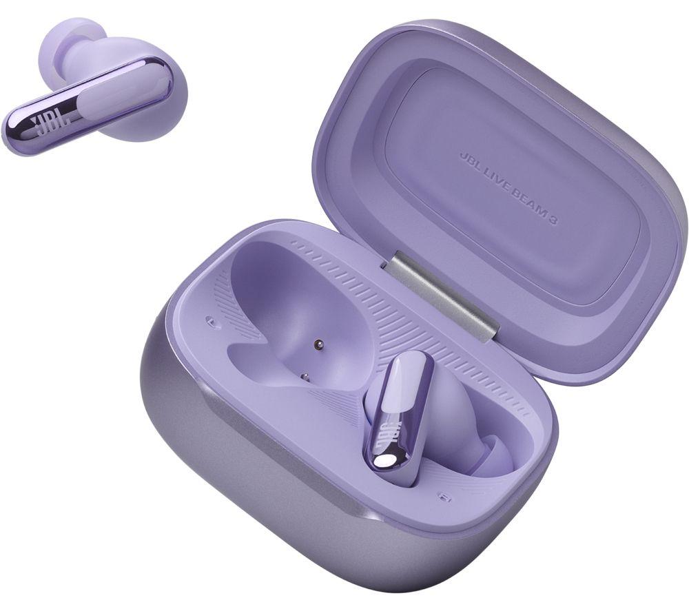 動作極美品！　JBL [ワイヤレス(左右 JBLLIVEBEAM3PUR パープル 完全ワイヤレスイヤホン パープル 3 BEAM LIVE イヤホン