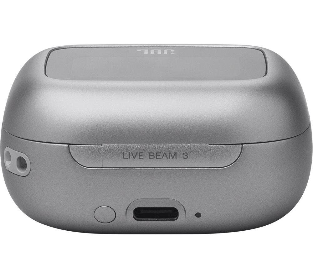 JBL Live Beam 3 Wireless Bluetooth Noise-Cancelling Earbuds - Silver image number 7 of 9