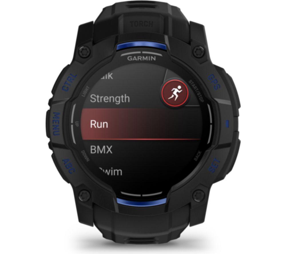 GARMIN Instinct 3 AMOLED Smart Watch - 50 mm, Black with Bolt Blue Silicone Band image number 4 of 8