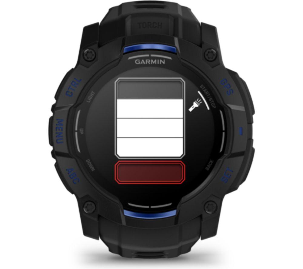 GARMIN Instinct 3 AMOLED Smart Watch - 50 mm, Black with Bolt Blue Silicone Band image number 6 of 8