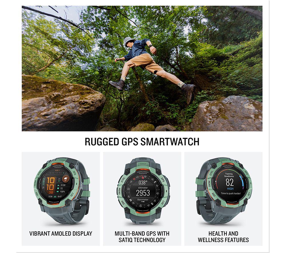 GARMIN Instinct 3 AMOLED Smart Watch - 50 mm, Neo Tropic with Twilight Silicone Band image number 2 of 7