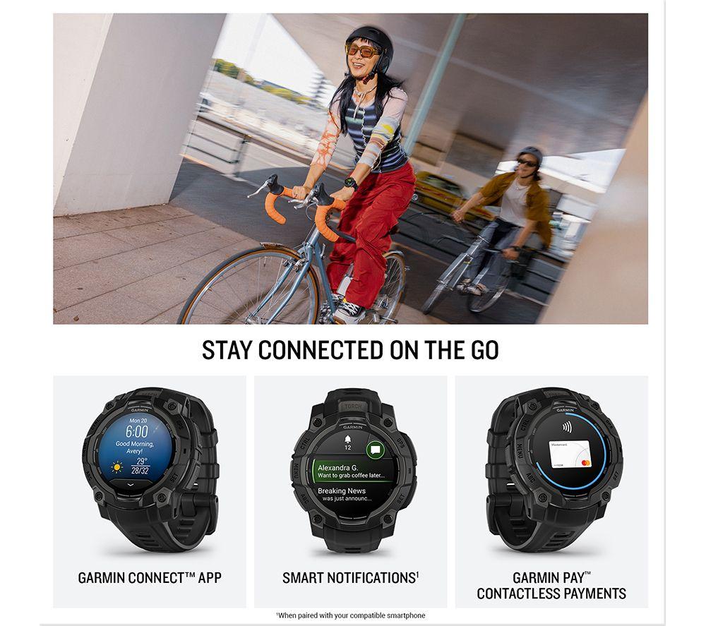 GARMIN Instinct 3 AMOLED Smart Watch - 45 mm, Black with Black Silicone Band image number 4 of 7