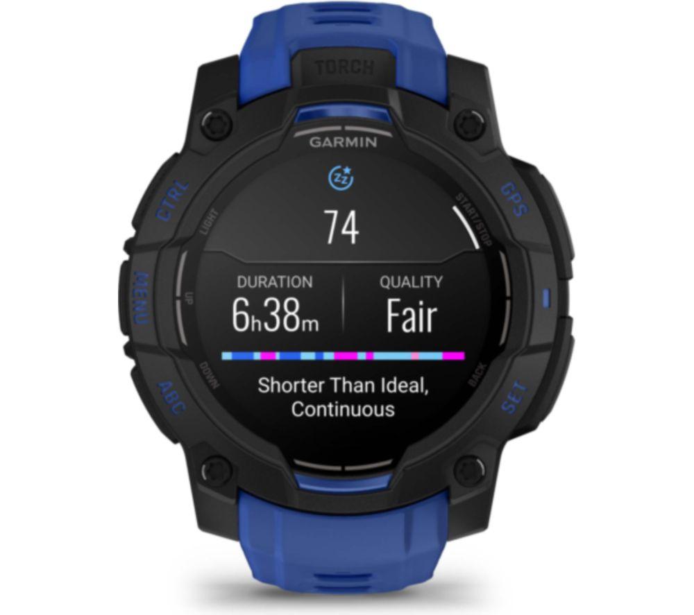 GARMIN Instinct 3 AMOLED Smart Watch - 45 mm, Black with Bolt Blue Silicone Band image number 5 of 8