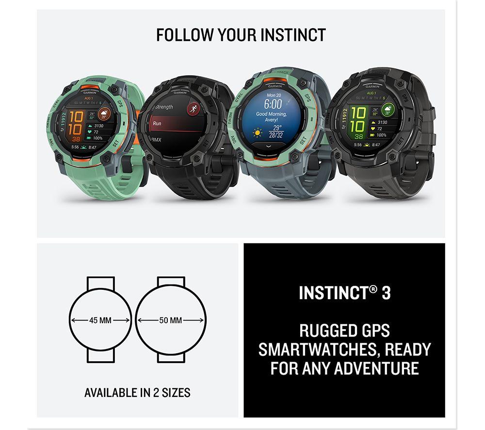 GARMIN Instinct 3 AMOLED Smart Watch - 45 mm, Neo Tropic with Neo Tropic Silicone Band image number 7 of 7