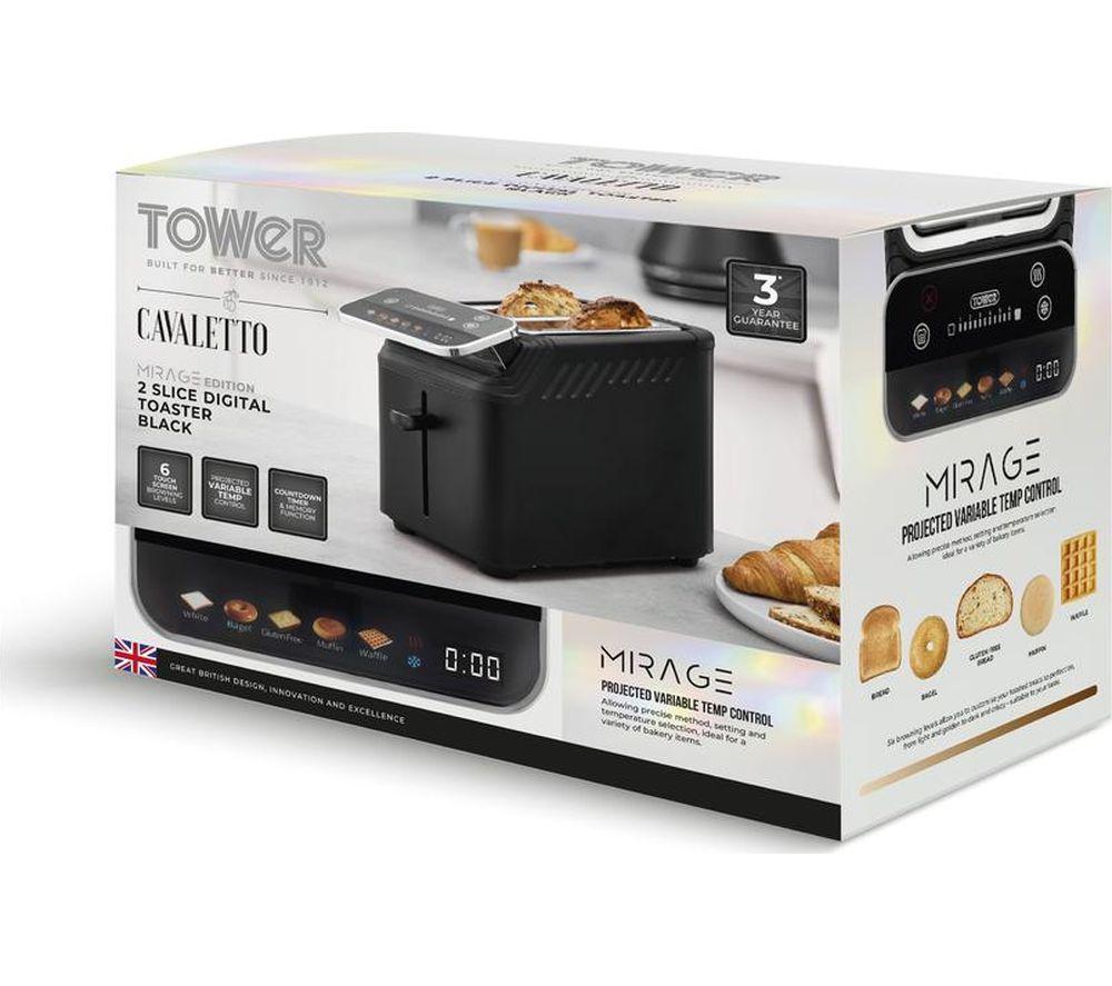 TOWER Cavaletto Mirage T20096BLK 2-Slice Toaster - Black image number 4 of 17