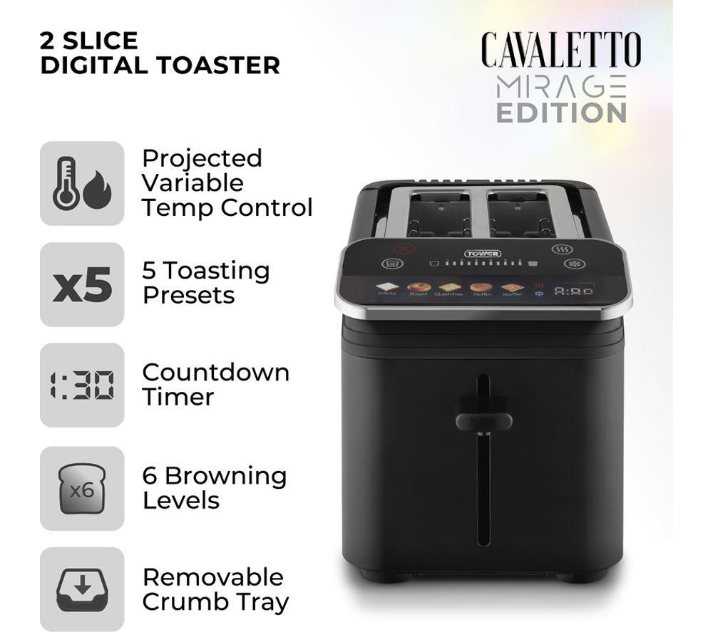 TOWER Cavaletto Mirage T20096BLK 2-Slice Toaster - Black image number 8 of 17