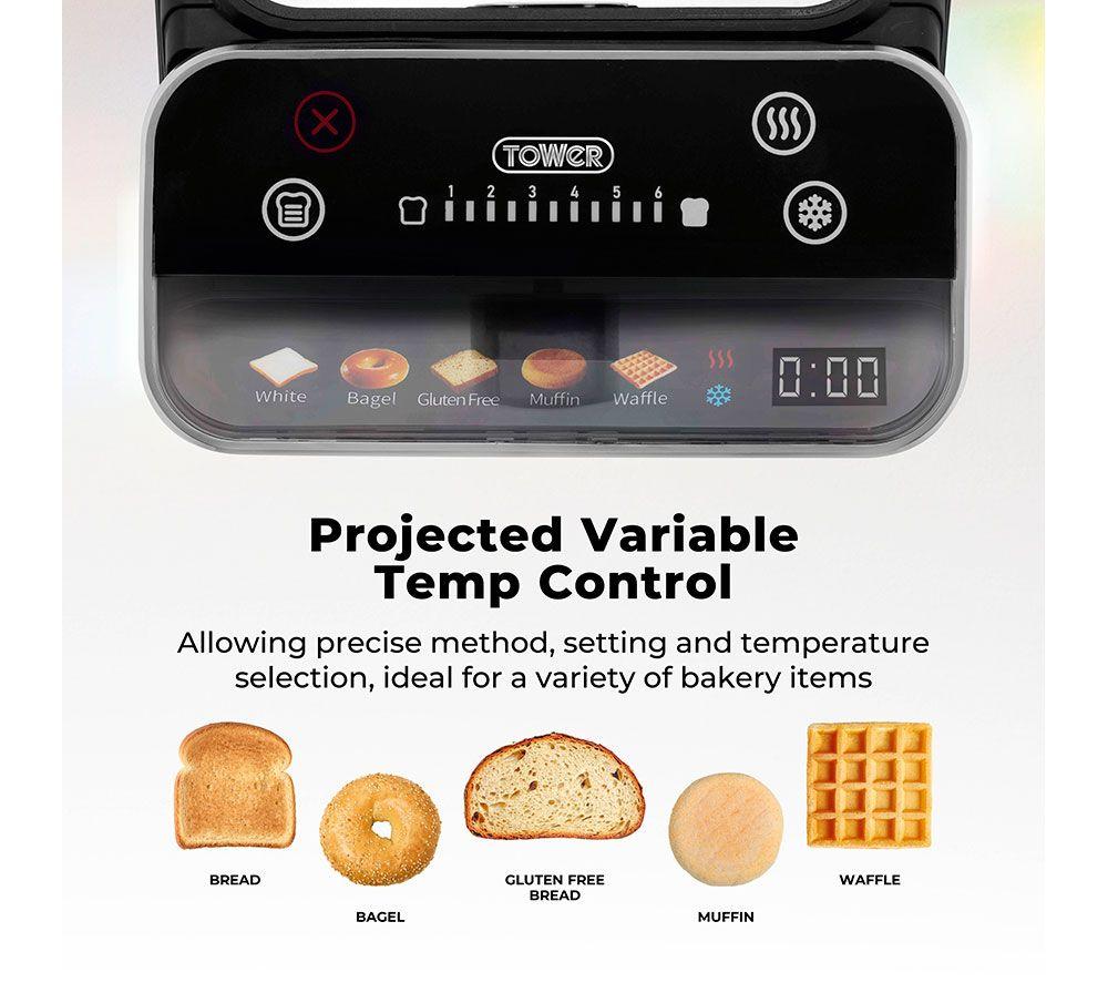 TOWER Cavaletto Mirage T20096BLK 2-Slice Toaster - Black image number 11 of 17