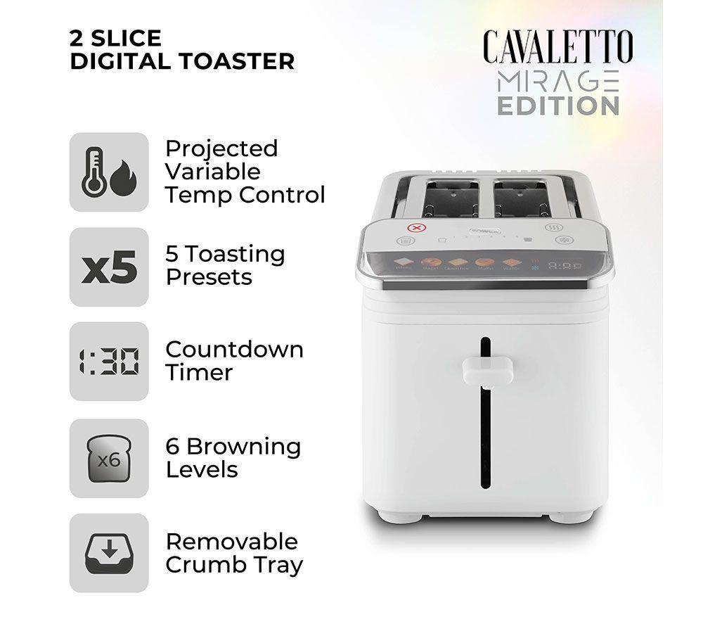 TOWER Cavaletto Mirage T20096WHT 2-Slice Toaster - White image number 8 of 15