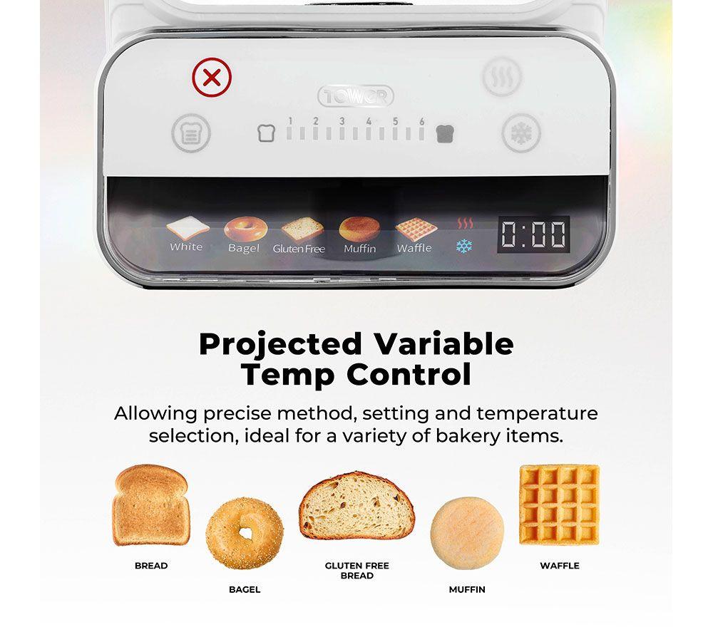 TOWER Cavaletto Mirage T20096WHT 2-Slice Toaster - White image number 9 of 15