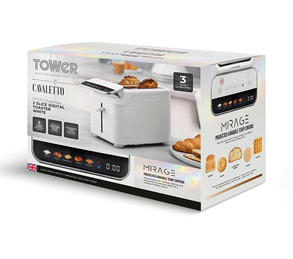 TOWER Cavaletto Mirage T20096WHT 2-Slice Toaster - White image number 15 of 15