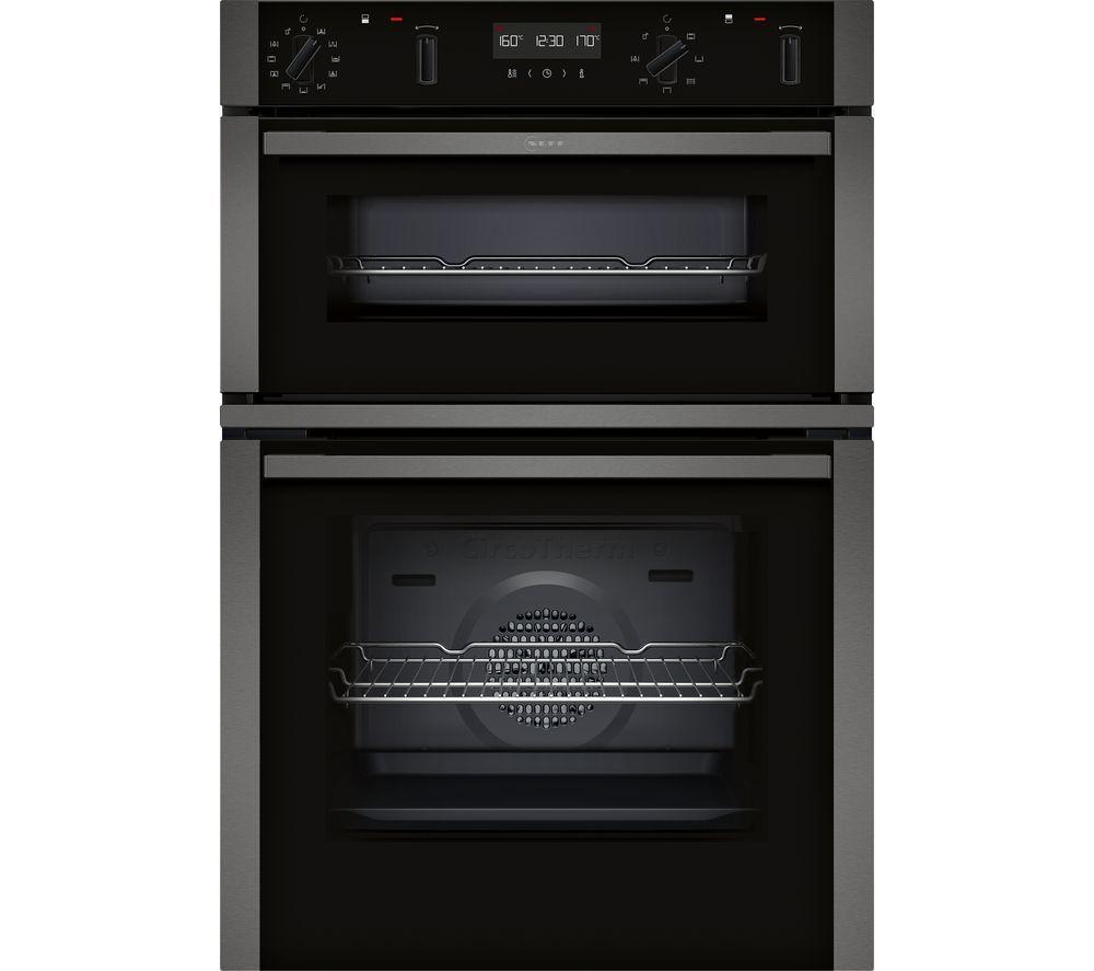 NEFF N50 U2ACH7AG7B Electric Double Smart Oven – Graphite, Silver/Grey